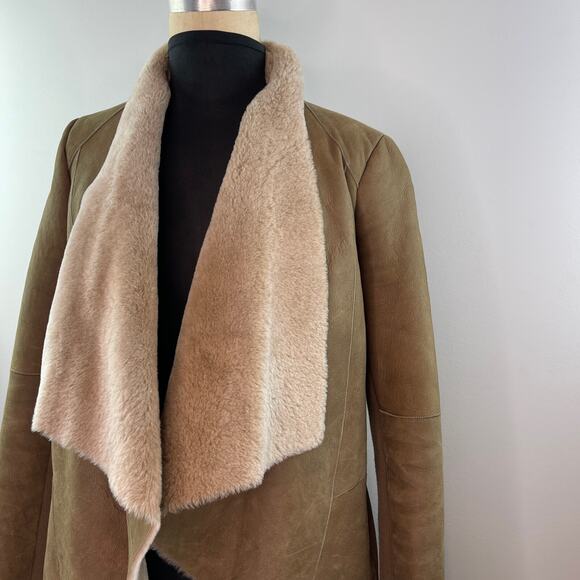 VINCE Cascade Genuine Shearling Jacket Coat Brown Taupe Sz Small S $1475 - Picture 4 of 12
